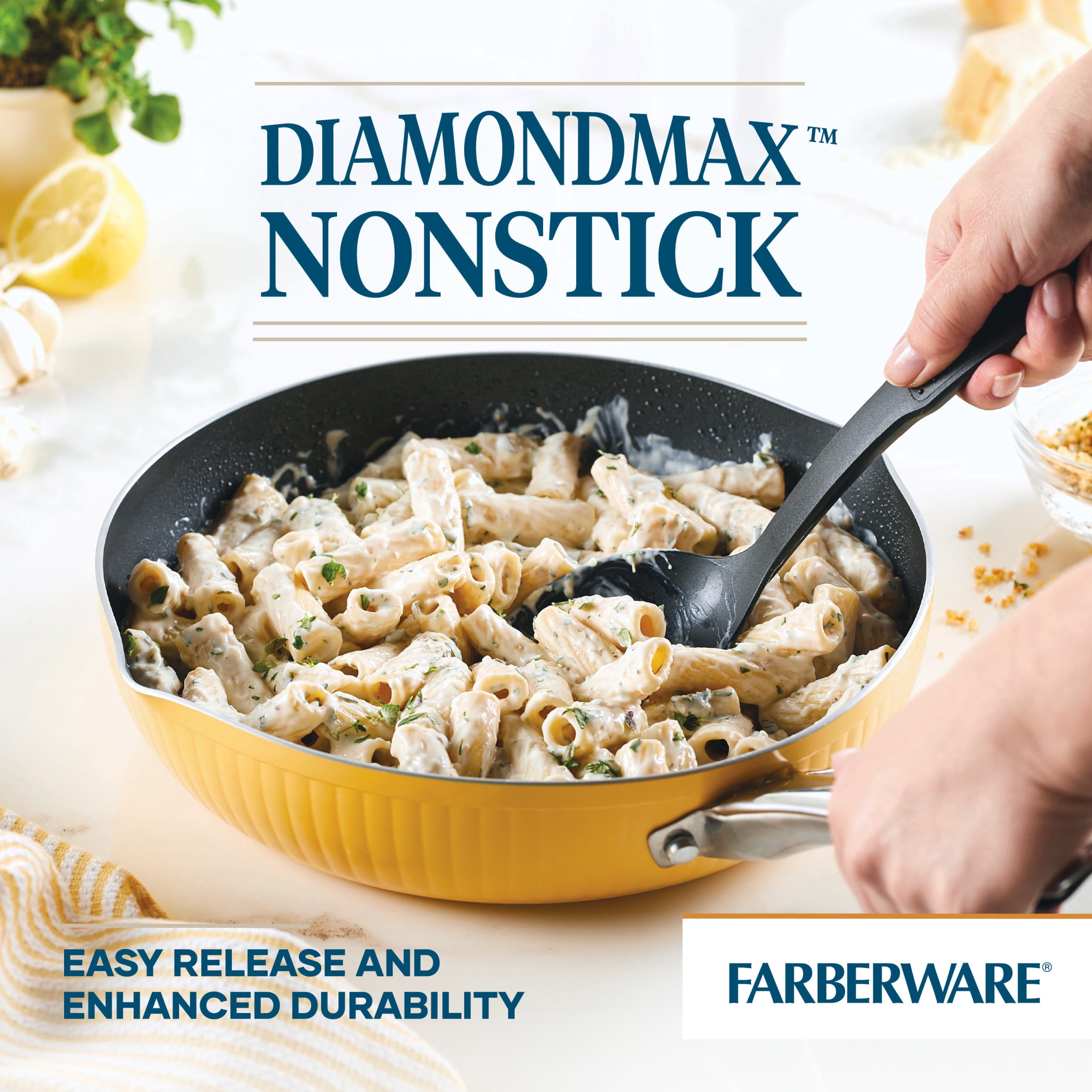 Farberware Style 11.25 Inch Nonstick Frying Pan, Dishwasher Safe and Oven Safe to 500°F, Yellow