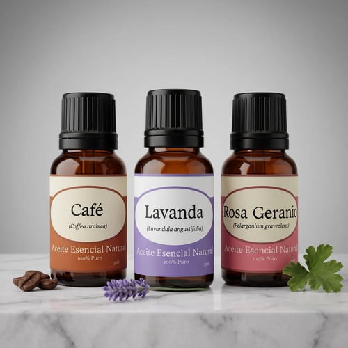 Kit 3 Aceites Krisa Lavanda Rosa Geranio Café Puro