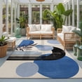 thumbnail image 2 of Large Area Rugs 6'x9', Boho Middle Century Carpet Runner Indoor Outdoor Rugs Home Decor Aesthetic, Abstract Blue Geometric Leaves Non Slip Mats Washable Accent Rug for Living Room Bedroom, 2 of 8
