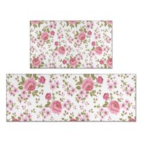 Pioneer Flower Floral Print Pattern Kitchen Rugs Sets Of 2,Anti Fatigue Kitchen Mat Rugs Non Slip Washable,Decorative Kitchen Floor Mats for Kitchen,Sink,Laundry,17"x30" 17"x47"