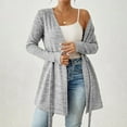 thumbnail image 2 of bbymog Womens Cardigan Sweaters Open Front Long Sleeve Cardigans with Drawstring Fall Casual Lightweight Cardigans for Women Gray XL, 2 of 9