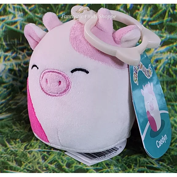 Squishmallows Caedyn the Pink & White Cow Clip-On 3" NWT Keychain