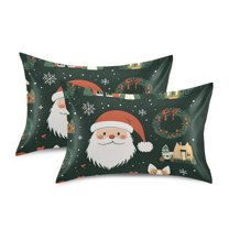 Yayeee Pillowcase Standard Size Set of 2 Satin Wrinkle Resistant Pillow Case, Whimsical Christmas