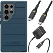 OtterBox Samsung Galaxy S24 Ultra (Only) - Defender Series Pro Case - Manoeuvre (Blue) - Case Only - Screenless - Rugged & Durable - with Port Protection - USB-C to USB-C Wall Charging Kit, 20W.
