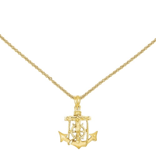 Primal Gold 14 Karat Yellow Gold Mariners Cross Pendant with 18inch