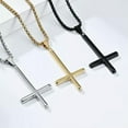 thumbnail image 3 of HOOUN Men Women Upside Down Cross Pendant Prayer Necklace Stainless Steel Punk Jewelry-01#Silver Upside Down Cross, 3 of 9