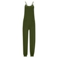 thumbnail image 7 of Womens Sleeveless Straghetti Strap Jumpsuit Casual Drawstring Joggers Rompers Racerback Workout Spring Summer Outfits, Green, XXL, 7 of 7