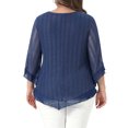 thumbnail image 4 of DARING DIVA Women's Plus Ruffle 3/4 Sleeve V Neck Loose Fit Blouse 4X Navy Blue, 4 of 6