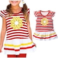 thumbnail image 2 of jobturf Girls Shirts Cute Striped Daisy Graphic Tees Beach Vacation Basic Tees Trendy Ruffle Cap Sleeve Tops Summer Clothes Size 1-10 Years, 2 of 7