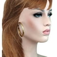 thumbnail image 2 of Ky & Co Large Gold Ox Tone Domed Hammered Pierced Hoop Earrings 2 3/8" Ladies Adult Female, 2 of 4