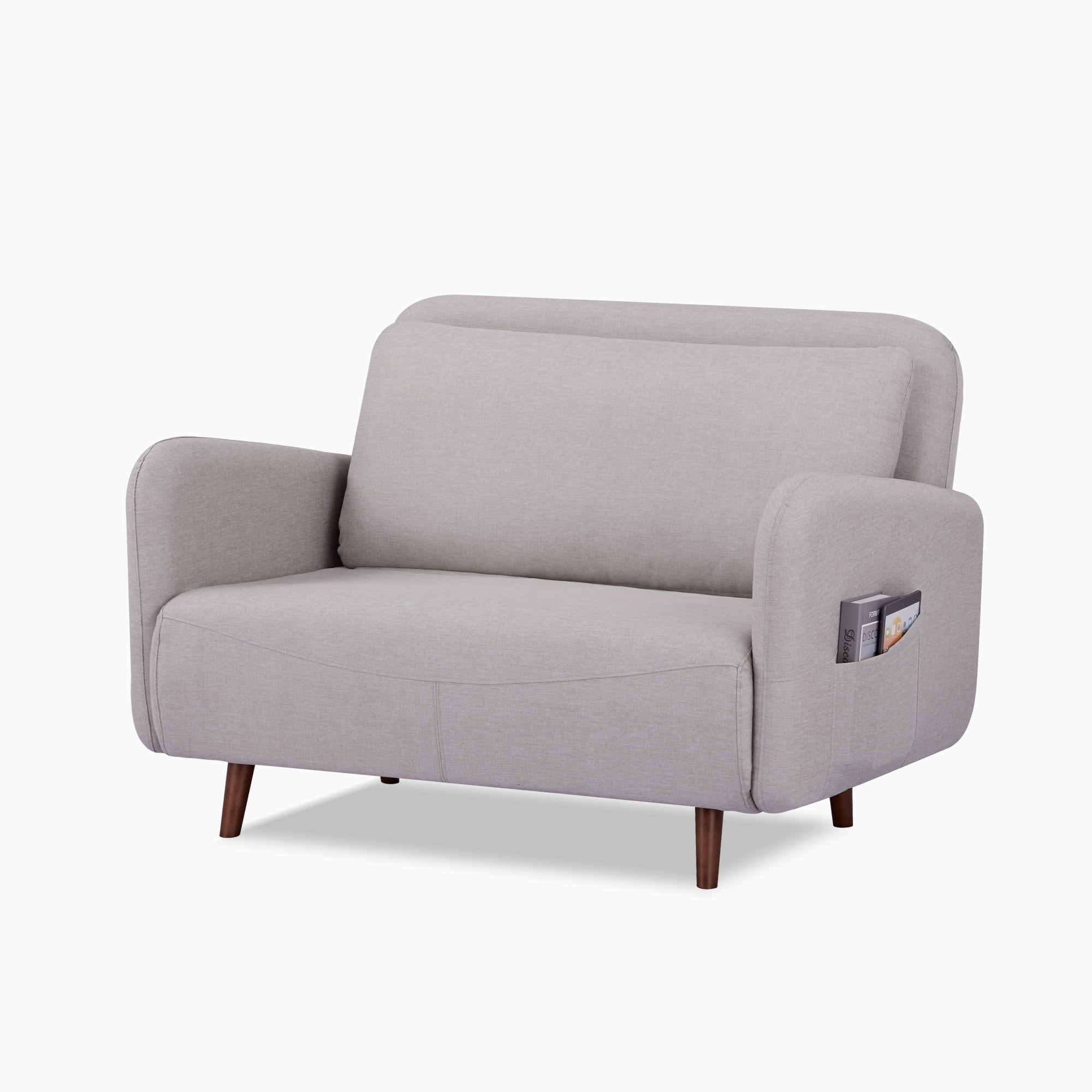 A&D Home Cypress Faux Linen Convertible Chair, Compact Futon Sleeper, Beige
