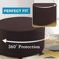 thumbnail image 5 of Round Ottoman Cover, Stretch Footstool Protector Covers Storage Stool Ottoman Slipcovers Jacquard Ottoman Cover with Elastic Bottom Washable Furniture Protector-brown-X-Large, 5 of 7