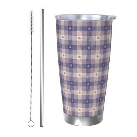 

Junzan Heart Check Plaid for 20oz Stainless Steel Insulated Car Cup with Spillproof Lid - Insulated Coffee Mug Thermal Cup-Straw Two-piece Set