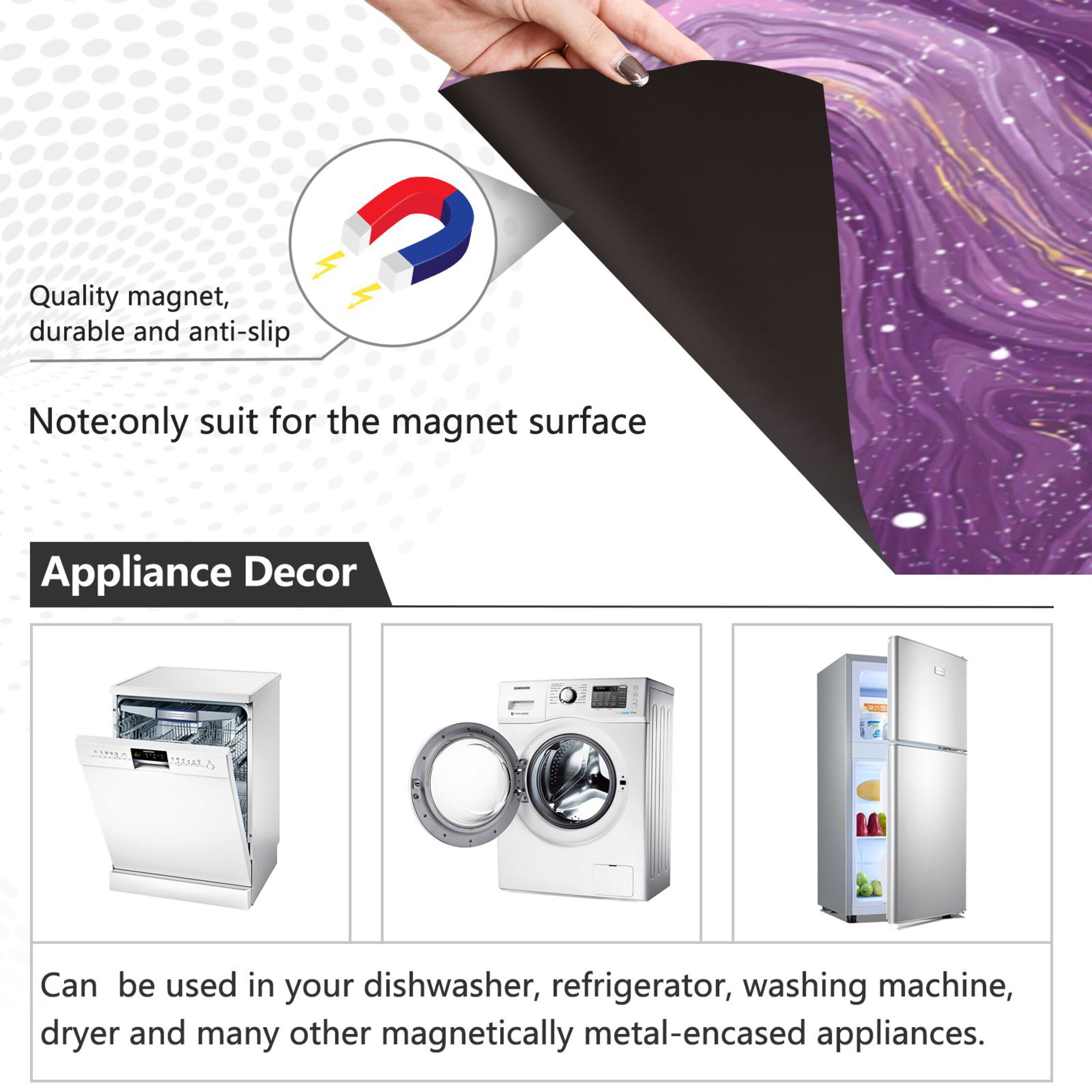 Dishwasher Magnetic Refrigerator Magnet Cover Sticker Home Decorative 23"x26" Hints Of Pink Marble