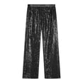 thumbnail image 5 of Lejafay Kids Girls Sparkly Sequins Dance Pants Elastic Waist Bottoms Trousers Hip Hop Jazz Disco Dancewear Black 10, 5 of 7