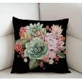 thumbnail image 2 of Watercolor Vintage Rose Decorative Throw Pillow Cover Case, Peony Succulents Cotton Linen Outdoor Pillow Cases Square Standard Cushion Covers for Sofa Couch Bed Car 18x18 inch, 2 of 4