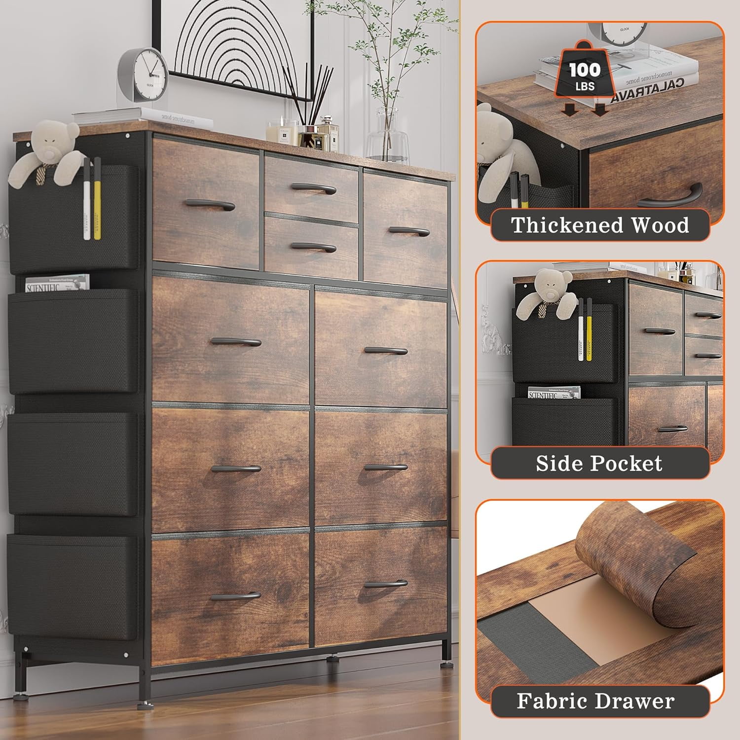 Commode 3 tiroirs 90x50x90 cm naturel - GAMBO | Maison et Styles