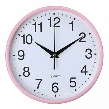 DESIGNICE 2026 New Modern Silent Wall Clock with Pink Frame,12-Inch Non-Ticking Quartz Movement for Home,Office,And Classroom Decor for Living Room,Study,Bedroom,Office Space,Peaceful Environment