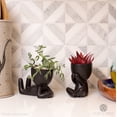 thumbnail image 5 of SET OF 3 - Mini Decorative Pots with Drainage by Port&Petal - Human Shaped Ceramic Succulent Planters - Little People Pots for Plants for Desktop, Home Decoration, Office, Cafes - Black, 5 of 8