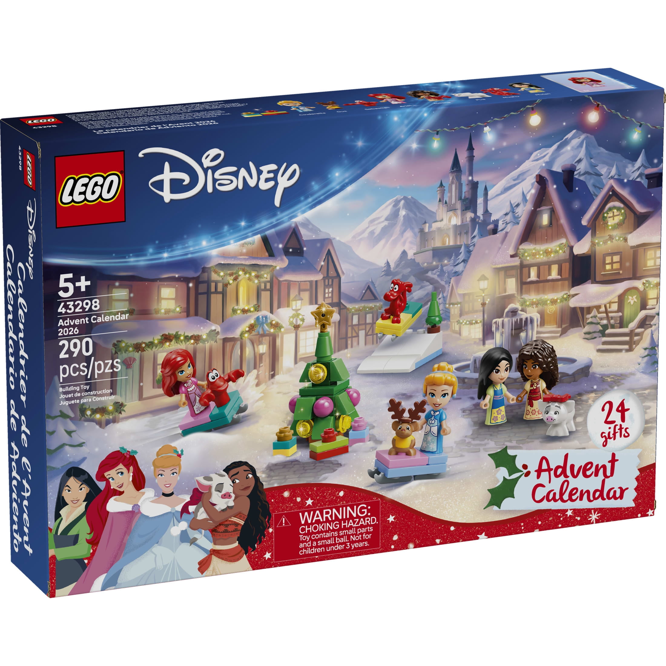 LEGO Disney Princess Advent Calendar 2026 - Christmas Advent Calendars for Kids, Ages 5+ - Includes Cinderella, Moana, Ariel and Mulan Microdolls - 43298
