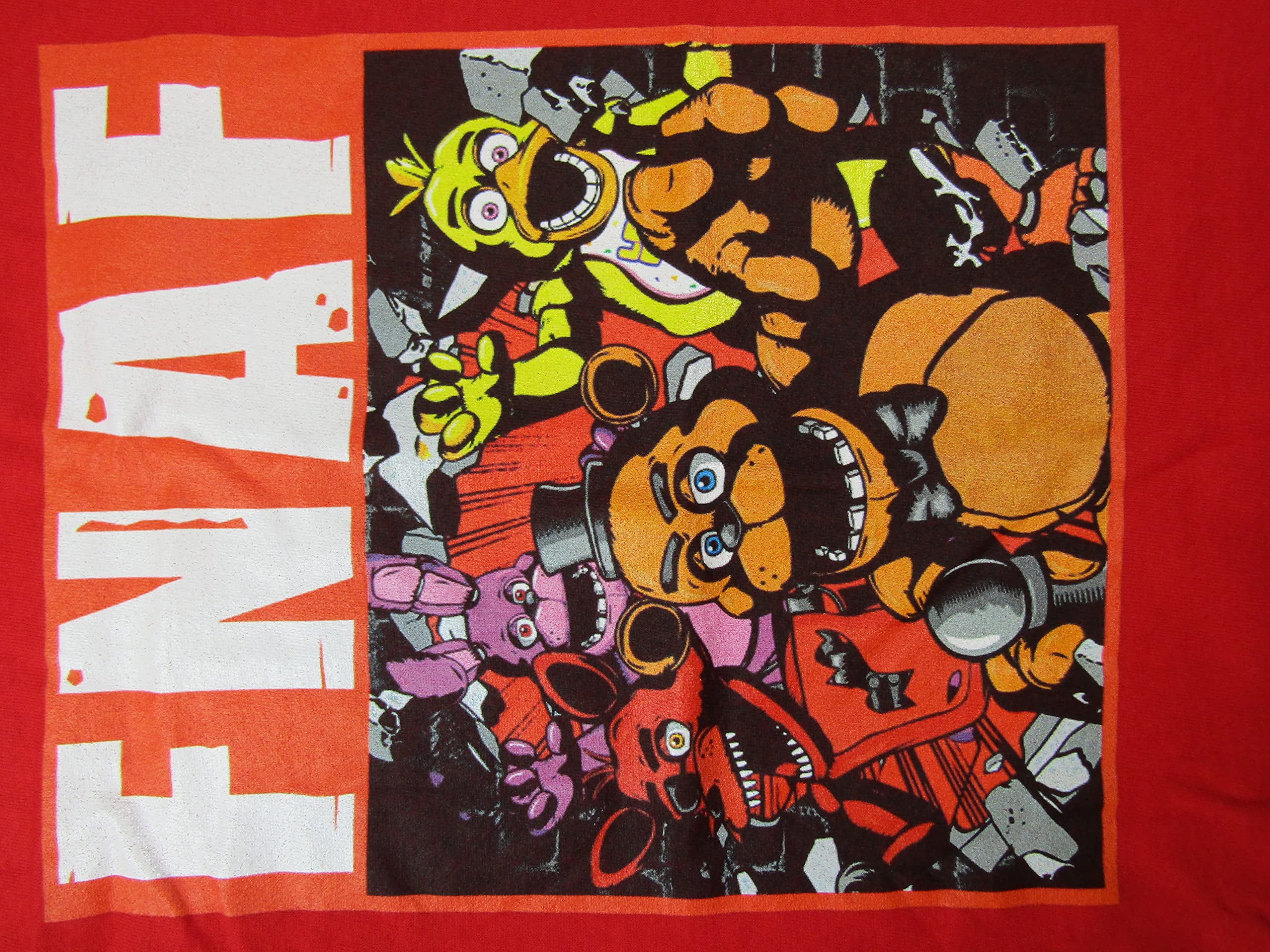 Bioworld Five Nights at Freddy's Group Image in Red Frame Layout  Screen Print on Royal Blue Tee-M