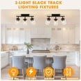 thumbnail image 7 of 3-Light Track Lighting Kit Black Track Lighting Fixtures Bathroom Wall Sconces Ceiling Mount Kitchen Tracking Lights Rotatable Spotlight with Clear Glass Shade for Kitchen Shop Hallway, 7 of 7