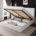 thumbnail image 1 of iPormis Full Size Bed Frame with Lift up Storage & Wingback Headboard, Upholstered Velvet Bed Frame with Storage, Hydraulic Storage, White, 1 of 9