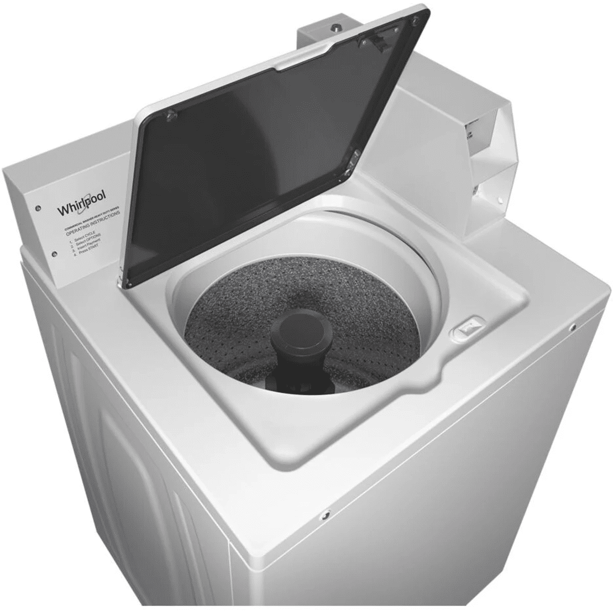 Whirlpool 27 Inch Commercial Top Load Washer with with 3.3 cu ft Capacity, Deep Water Wash System  1/2-HP Motor, Premium Bearings in White CAE2779JQ