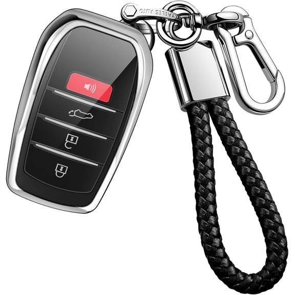 For Toyota Key Fob Cover with keychain,Key Shell Case for 2025-2026 Camry 4Runner 2021-2026 Venza,RAV4 Prime,Sienna, 2019-2026 Land Cruiser,Fortuner,Mirai, 2023-2026 Corolla,Highlander,Prius-Silver