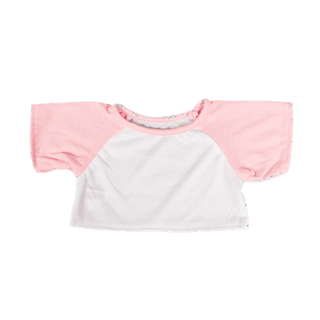 White Tee with Light Pink Sleeves 14 -18 Plush Toy Outfit Dress-Up Play for Stuffed Animals