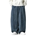 thumbnail image 2 of Blmnix Low Waisted Mens Pants Barrel Jeans Relaxed Fit Jeans Baggy Cargo Pant Wide-Leg Long Blue Mens Casual Pants,L, 2 of 9