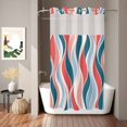 thumbnail image 2 of No Hook Shower Curtain, Pink Teal Striped Shower Curtains for Bathroom with See Through Top Window, Modern Colorful Abstract Lines Waterproof & Washable Bath Curtain Stand Up Stall 36"x72", 2 of 9