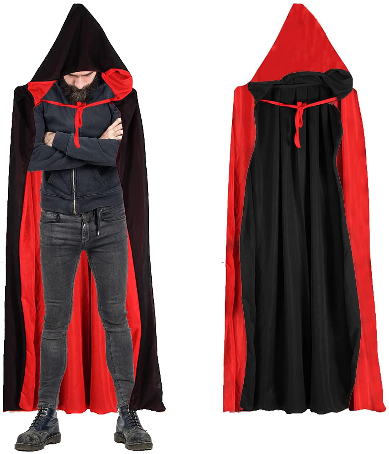 Adults Unisex Black Cloak Cape Party Halloween Cosplay Vampire Costume 