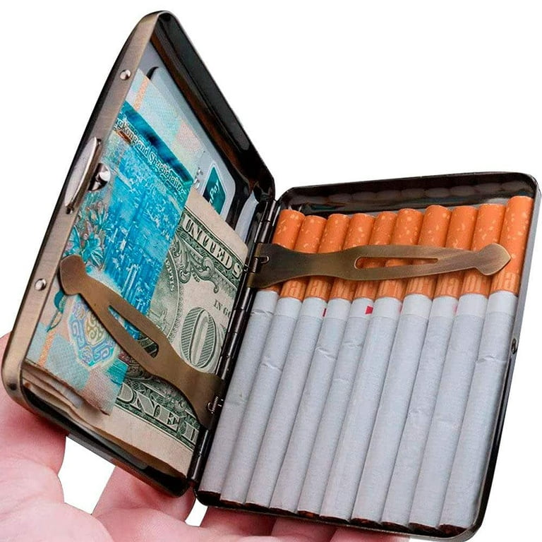BESTONZON Stainless Steel Cigarette Case Portable Cigarette Case Vintage  Style Cigarette Box 
