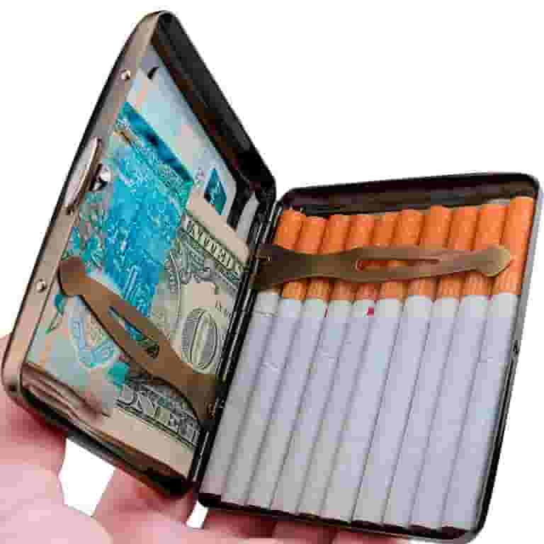 20 cigarette case Cigarette Case Box Metal Retro 85mm King Size (18-20 Capacity) Sturdy Double Sided Spring Clip Open Pocket Holder Vintage Golden 20 cigarette case Cigarette Case Box Metal Retro 85mm King Size (18-20 Capacity) Sturdy Double Sided Spring Clip Open Pocket Holder Vintage Golden