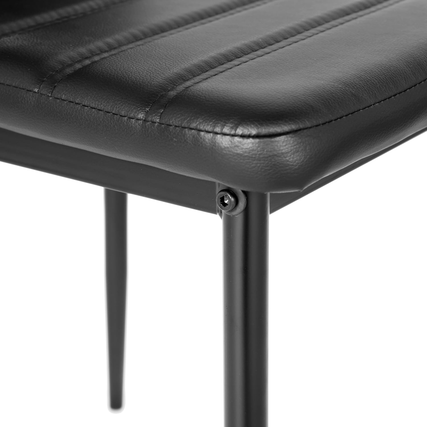 Homy Casa Set of 4 Black Faux Leather Dining Chairs Modern Slim-Back Kitchen & Dining Room Seating