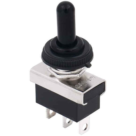 Baomain Car Toggle Switch SPDT Latching (Maintained) ON-Off-ON 3 Pin 3 Position 12V 25A with Waterproof Cover for Auto