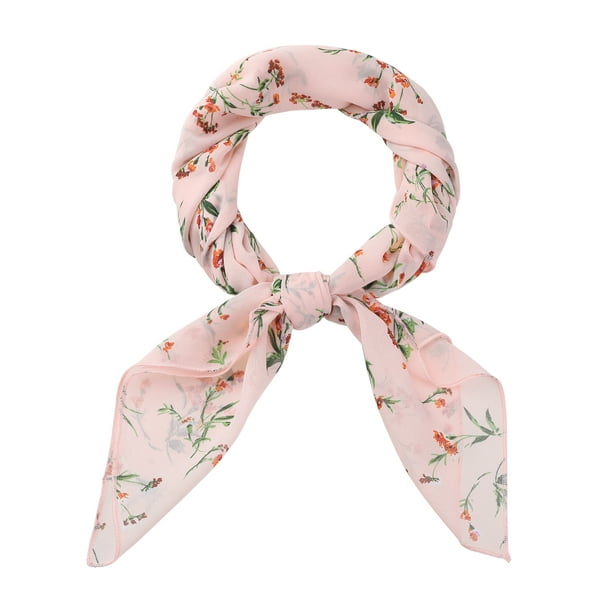Bufandas de gasa para mujer - 27.6 X27.6 - Pañuelo cuadrado con estampado floral Pañuelo para el cuello Pañuelo para el cuello Rosa claro 70x70cm/27.6x27.6 inches(LxW)