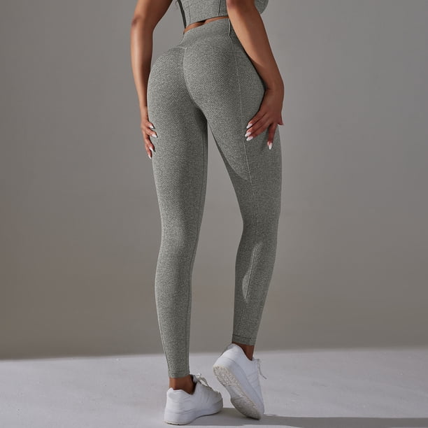 MKLEKYY Leggings deportivos para mujer, nuevos pantalones de yoga ajustados de punto sin costuras color melocotón para mujer, cintura alta y pantalones para correr y fitness 1940