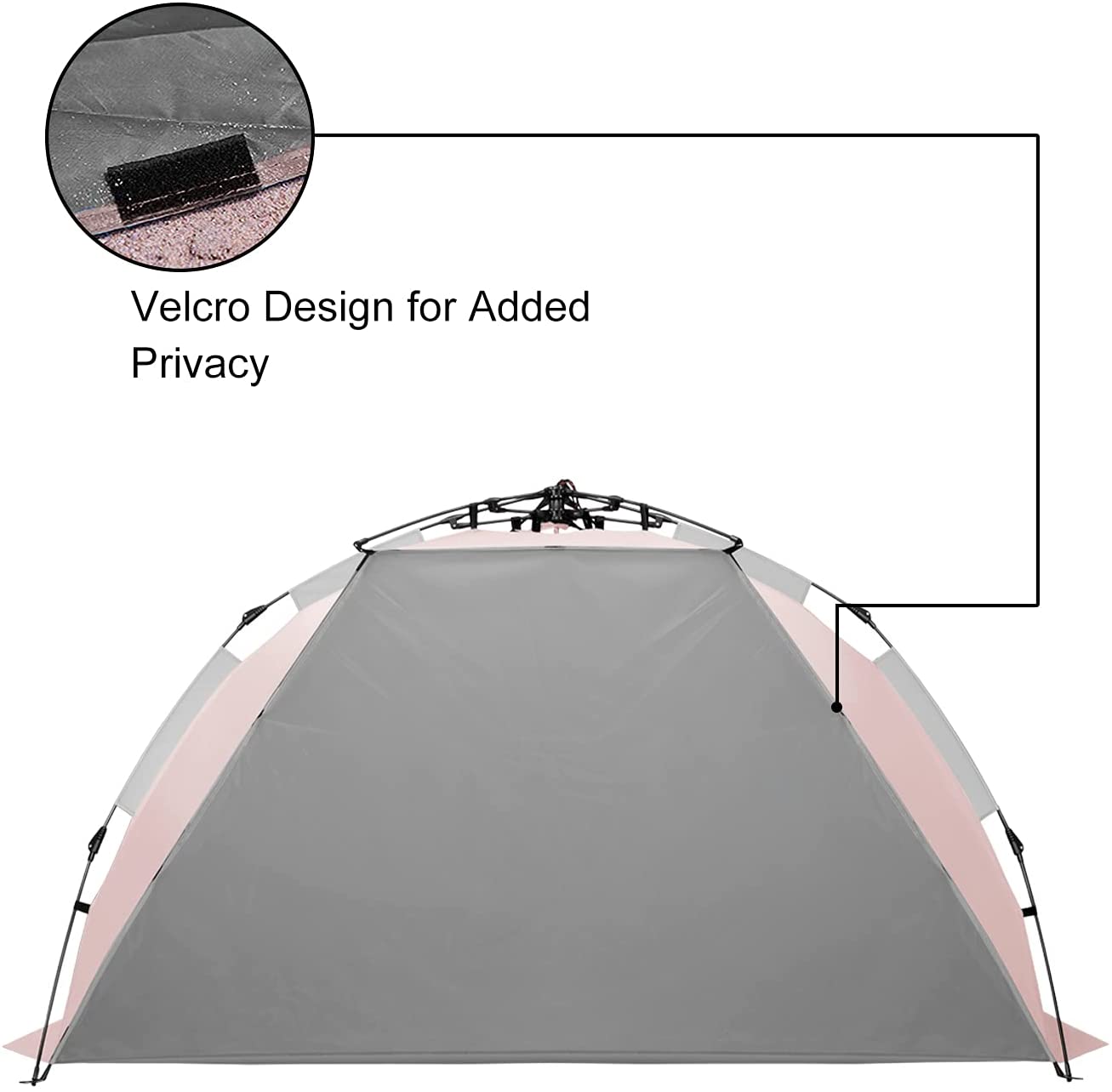 Oileus Beach Tent X-Large 4 Person Tent Sun Shelter, Portable Sun Shade, Pop Up Tents for Beach with Carry Bag, Stakes, 6 Sand Pockets, Anti UV for Fishing Hiking Camping, Waterproof, Windproof, Pink - image 2 of 7
