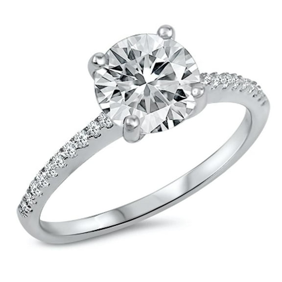 CHOOSE YOUR COLOR Wedding Solitaire Clear CZ Promise Ring .925 Sterling Silver Band White Female Size 4
