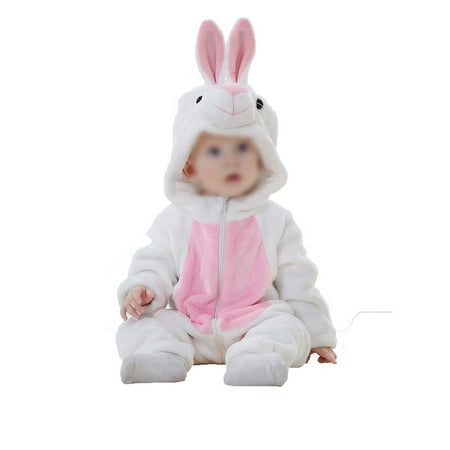 

Avamo Infant Cute Animal Cosplay Fleece Romper Flannel Casual Hooded Jumpsuit Thicken Autumn Winter Outwear Outfits White 120