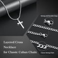 thumbnail image 4 of Cross Necklace for Men,Stainless Steel Silver Black Gold Layered Chain Cross Pendant Necklace for Men Cuban Link Chain Box Chain Cross Necklace 16-26 Inches, 4 of 7