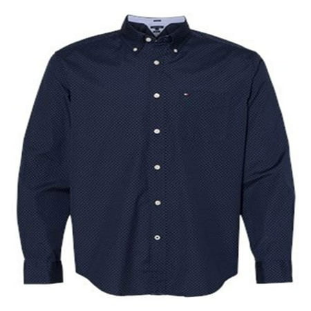 Tommy Hilfiger Mens Polka Dot Shirt - 13H4417, XL, Navy Blazer