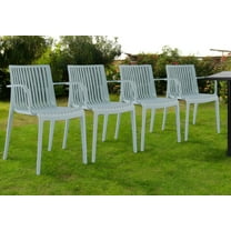 Set of Four 22" Baby Blue Heavy Duty Plastic Outdoor Stacking Arm Chairs