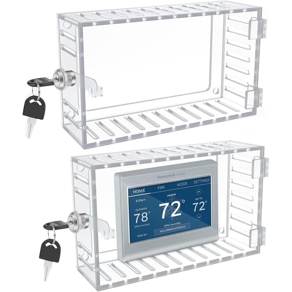 ABCISI Thermostat Guard with Keyed, Air Conditioning Thermostat Lock Box, Acrylic Wall Thermostat Cover Lockable Heating and Air Conditioning Control Panel Cover, 20*12*6CM