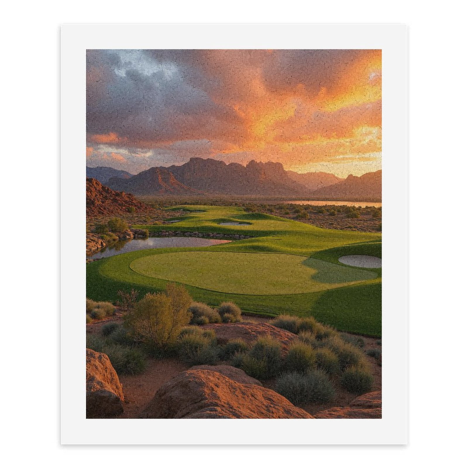 Paint By Numbers Kit for Adults Beginner - Golf Course Sunset Landscape DIY Canvas Painting Kits for Adults, Frameless Paint By Number for Adults for Home Wall Decor 16x20 Inch