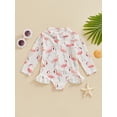 thumbnail image 2 of Bslissey Toddler Baby Rash Guard Swimsuit Romper Flower Print Long Sleeve Ruffles Zipper Bathing Suit 6M 12M 18M 24M 3T 4T Kids Summer Cute One Piece Swimwear Beach Wear, 2 of 8