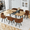 Brown, variant on Oufan Dining Table Set of 6, Melamine Board Dining Table with 6 PU Cushioned Chairs, Space Saving Dining Table Set for Kitchen, Dining Room