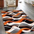 thumbnail image 4 of 3x5 Area Rugs, Abstract Stripes Non-Skid Rubber Backing Large Rectangle Rugs - Living Room Bedroom Home Office, Retro Modern Orange Black Gray Lines Indoor Floor Mat Carpets Washable Rug, 4 of 9